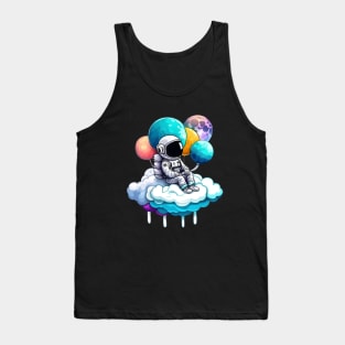 Astronaut Holding Planet Balloons Tank Top